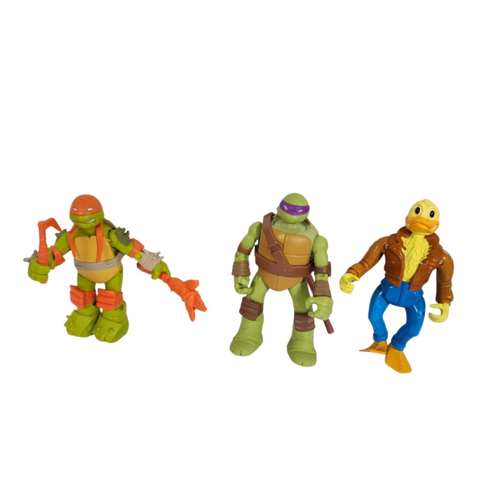 Teenage Mutant Ninja Turtles Action Figures Michelangelo Donatello With Duck lot